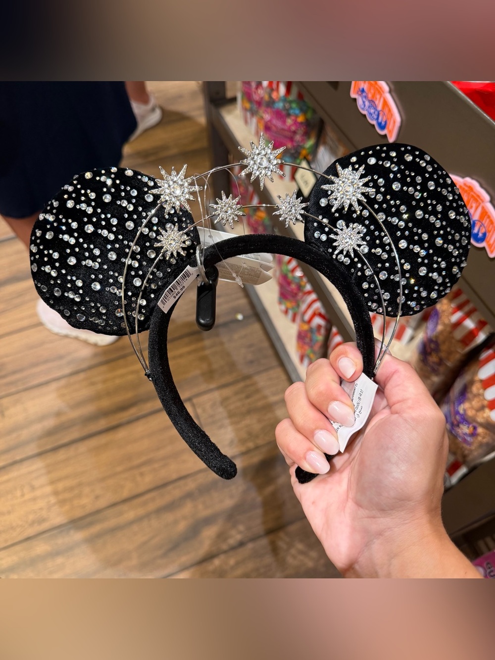 Disney Park 2026 Black Crown Star Rhinestone Celestial Halo Jeweled Minnie Ears